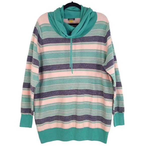 Cabelas Womens Sweater Size XXL Merino Wool Blend Pullover Long Sleeve Blue Pink - Picture 1 of 10